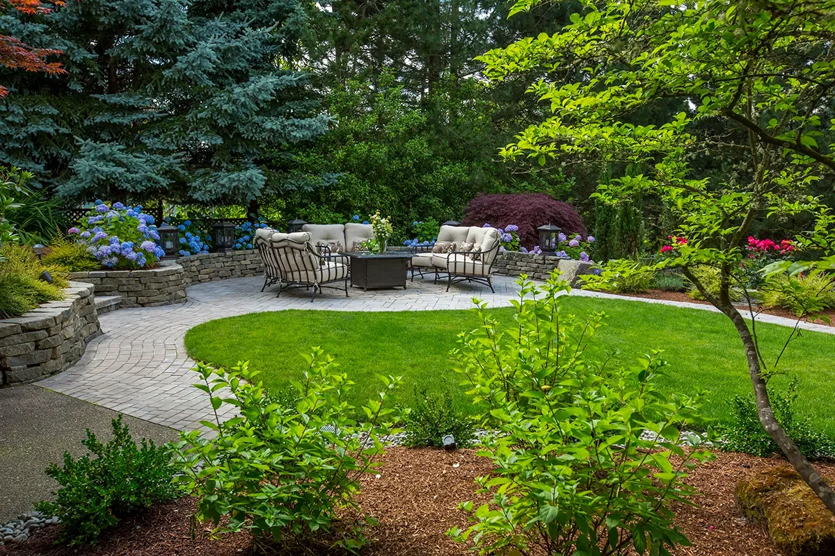 Finished residential landscape and outdoor space